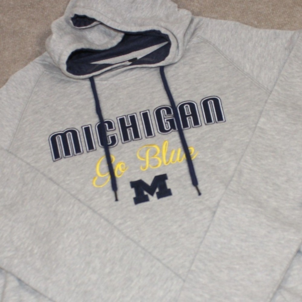 Colosseum Michigan Wolverines Womens XL Hoodie Gray Go‎ Blue Embroidered NWT